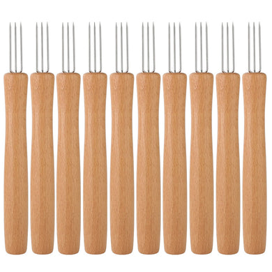 Corn On The Cob Holders Set of 10 Stainless Steel Corn Holders with Wooden Handle Cob Skewers Corn Forks for BBQ Sweetcorn Roasted Meat