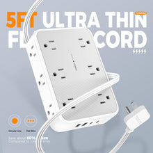 Load image into Gallery viewer, Surge Protector Power Strip, TESSAN 5FT Flat Extension Cord with Multiple Outlets, 12 Outlet Extender with 4 USB (2 USB-C), Flat Plug Power Strip, 1800J Surge Protection, Office, Dorm Essentials