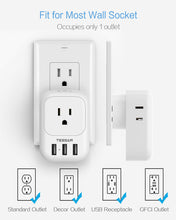 Load image into Gallery viewer, USB Charger Block, TESSAN Wall Plug Adapter with Electrical 4 Box Splitter 3 USB Wall Charger Ports, Multi Plug Outlet Extender Charging for Cruise, Travel, Office, Dorm Essentials