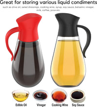 Load image into Gallery viewer, Brieftons Oil &amp; Vinegar Dispensers: 2 x 18.6 Oz Leakproof Glass Oil Dispenser Bottles, Dual Condiment Dispensing Cruets, Easy Pouring with Auto Flip Cap &amp; Stopper, Drip Free &amp; Spill Free Design