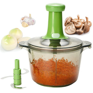 Brieftons Express Manual Food Chopper: 6.8-Cup, Hand Chopper Vegetable Cutter to Chop Veggies, Fruits, Herbs, Garlic Onion Chopper for Salsa, Salad, Pesto, Hummus, Guacamole, Coleslaw, Indian Cooking