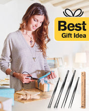 Load image into Gallery viewer, 4 Pcs Fine Long Tweezer Tongs Professional Black, 12&#39;&#39; and 10&#39;&#39; Stainless Steel for Kitchen, Food, Cooking, Repairing, Sea food and BBQ