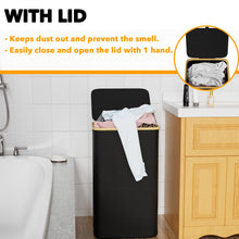 Load image into Gallery viewer, SpaceAid Laundry Hamper with Lid, 110L Large Tall Clothes Basket Bin with Bamboo Handles, Collapsible Laundry Hamper for Bedroom, Bathroom, Dorm, Laundry Room - Black