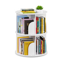 Load image into Gallery viewer, SpaceAid 4 Tier Rotating Bookshelf Tower, Spinning Bookcase Lazy Susan, Revolving 360 Book Shelf Storage Round Carousel, Vertical Rotate Turning Spiral Corner Organizer, White