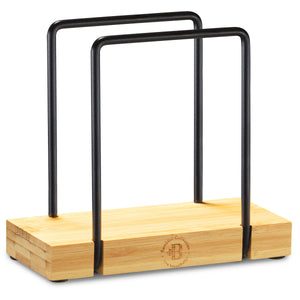 Napkin Holder for Table - Modern Black Napkin Dispenser, Bamboo and Iron Design, Non-Slip, Suitable for Kitchen, Dining, Farmhouse, Cocktail, Picnic, Bar, Outdoor Use - Holds Paper Napkins, Mail, Bill