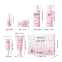 Load image into Gallery viewer, Skin Care Set JAPAN SAKURA Beauty Gift Sets Skin Care Kit with Cleanser, Toner, Lotion, Serum, Eye Cream, Face Cream, Make up Primer Travel Kit for Women Wife Mom 7pcs