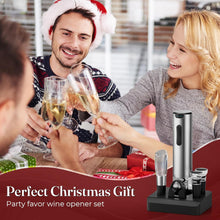 Load image into Gallery viewer, HomeHacks Electric Wine Opener, Automatic Wine Opener with Foil Cutter, Vacuum Stopper, Pourer, Rechargeable Wine Bottle Opener - Party Favor, Christmas Gift for Wine Lover