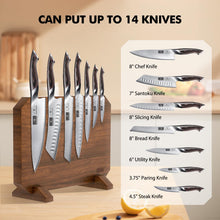 Load image into Gallery viewer, Magnetic Knife Block, Thickened Acacia Wood Kitchen Knife Holder Stand with Strong Magnets, Multifunctional Double Side Knife Storage Organizer for Kitchen Counter