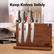 Load image into Gallery viewer, Magnetic Knife Block, Thickened Acacia Wood Kitchen Knife Holder Stand with Strong Magnets, Multifunctional Double Side Knife Storage Organizer for Kitchen Counter