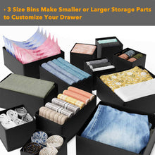 Load image into Gallery viewer, SpaceAid Drawer Organizer Clothes, 12 Pack Dresser Organizer Bins for Nursery, Closet Organization and Storage Dividers for Clothing, Baby Clothes, Underwears, Socks (Black)