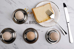 Stainless Steel Egg Cup Holder Set with Spoon for Soft Boiled Egg Holder Tableware Kitchen Tools