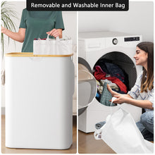 Load image into Gallery viewer, SpaceAid Laundry Hamper with Lid, 110L Large Tall Clothes Basket Bin with Bamboo Handles, Collapsible Laundry Hamper for Bedroom, Bathroom, Dorm, Laundry Room - Black