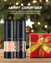 Load image into Gallery viewer, Upgraded Larger Capacity: Electric Salt and Pepper Grinder Set Rechargeable with LED lights - Stainless Steel Automatic Pepper and Salt Grinder Refillable with 6 Adjustable Coarseness