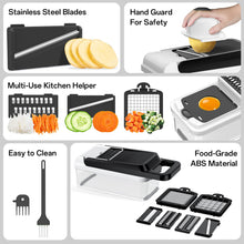 Load image into Gallery viewer, HomeHacks Vegetable Chopper Vegetable Cutter, 12 in 1 Multi-Functional Kitchen Gadget Set - Dicer, Slicer, Cutter, Julience, Cheese Grater, Egg Separator, Hand Guard - Veggie Chopper Lid with Handle