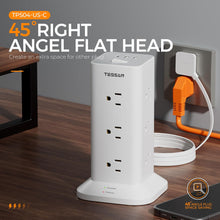 Load image into Gallery viewer, Tower Power Strip with 6 Feet Extension Cord, 8 Outlets 3 USB Chargers, 1700 Joules Surge Protection, Extension Cord with Multiple Outlets, 1875W, Office Supplies, Dorm Essentials, Charging Station