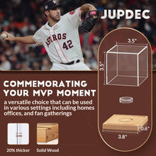Load image into Gallery viewer, JupDec Baseball Display Case, Clear Cube Baseball Holder with Wooden Base, Autograph Baseball Stand Box for Single Ball, Acacia Wood, Black, 1 Pack