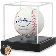 Load image into Gallery viewer, JupDec Baseball Display Case, Clear Cube Baseball Holder with Wooden Base, Autograph Baseball Stand Box for Single Ball, Acacia Wood, Black, 1 Pack