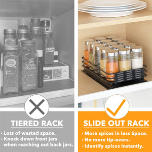 SpaceAid Pull Out Spice Rack Organizer for Cabinet, Heavy Duty Slide Out Seasoning Kitchen Organizer, Cabinet Organizer, with Labels, 4.5" W x10.75 D x8.5 H, 1 Drawer 2-Tier