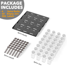 Load image into Gallery viewer, SpaceAid Spice Drawer Organizer with 28 Spice Jars, 386 Spice Labels, 4 Tier Seasoning Rack Tray Insert for Kitchen Drawers, 13&quot; Wide x 17.5&quot; Deep