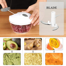Load image into Gallery viewer, Manual Food Chopper Vegetable Cutter, Hand String Vegetable Chopper Onions Cutter for Vegetable Fruits Nuts BPA Free Food Safe Material, 550ml Gray