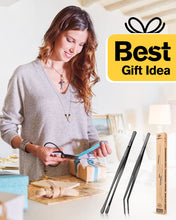 Load image into Gallery viewer, 2 Pcs Kitchen Fine Tweezer Tongs, 12&#39;&#39; Stainless Steel Food Tweezers Set, Professional Black Kitchen Long Tweezer for Cooking, Repairing, Sea food and BBQ(SILVER)