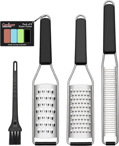 Manual Food Chopper Vegetable Cutter Cambom Cheese Grater Citrus Zester Lemon Zester Pack of 3-304 Stainless Steel