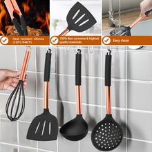 Load image into Gallery viewer, Silicone Cooking Utensil Set, Umite Chef 15pcs Silicone Cooking Kitchen Utensils Set, Non-stick - Best Kitchen Cookware with Stainless Steel Handle - Black