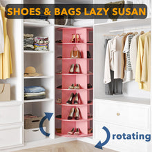 Load image into Gallery viewer, SpaceAid 7 Tier Rotating Shoe Rack Tower, Spinning Shoe Display Lazy Susan, Revolving 360 Shoe Rack Storage Round Carousel, Vertical Handbag Rotate Shoes Closet Organization (7-Tier White)