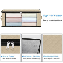 Load image into Gallery viewer, HomeHacks Storage 3-Pack Clothes Organizer Storage Bags Foldable Storage Box with Large Clear Window Sturdy Handles for Closet, Dorm, Pillows, Bedding, Clothes, Blankets, 35L, Gray