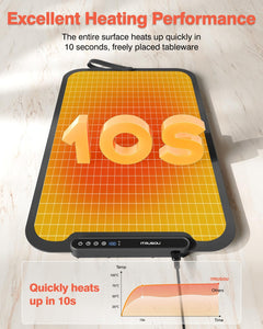 Silicone Electric Warming Tray with 7 Temp-Settings, 1-8Hr Auto Shut-Off and Electric Griddle with Removable Touch Panel