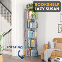 Load image into Gallery viewer, SpaceAid 4 Tier Rotating Bookshelf Tower, Spinning Bookcase Lazy Susan, Revolving 360 Book Shelf Storage Round Carousel, Vertical Rotate Turning Spiral Corner Organizer, White