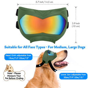 Large Dog Sunglasses Dog Goggles Pet Glasses Pet Eyewear with Adjustable Strap, Glasses for Medium Large Dog Swimming Skating Glasses Windproof Dustproof UV Proof (Black-Colorful)