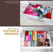 Load image into Gallery viewer, Large Kitchen Drawer Organizer - Expandable Bamboo Drawer Dividers (17&quot; - 21.5&quot;) - Adjustable Separators for Kitchen, Clothes, Dresser, Bedroom, Bathroom, and Desk Drawers - 6 Pack