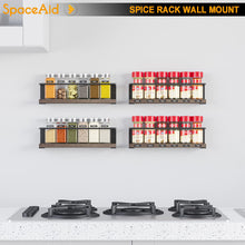 Load image into Gallery viewer, SpaceAid Spice Rack Organizer for Cabinet Door or Wall Mount (4 Pack) with 415 Spice Labels - Wood Hanging Seasoning Shelf for Cupboard Pantry or over the Stove