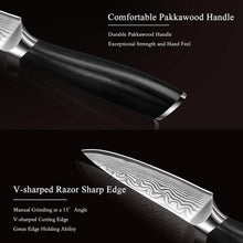 Load image into Gallery viewer, Paring Knife 3.75 Inch, High Carbon Powder Steel Forged Small Kitchen Knives, Razor Sharp Japanese Fruit Knife with Ergonomic Pakkawood Handle