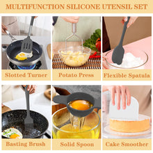 Load image into Gallery viewer, Silicone Cooking Utensil Set, Umite Chef 43 PCS Heat Resistant Kitchen Utensil Gadgets Set-Stainless Steel Handle- Kitchen Spatula Tools for Nonstick Cookware, Pots and Pans Accessories (Khaki)