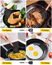 Load image into Gallery viewer, Pack of 2 Silicone Solid Turner, Non Stick Slotted Kitchen Spatulas, High Heat Resistant BPA Free Cooking Utensils, Ideal Cookware for Fish, Eggs, Pancakes(Black)