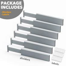 Load image into Gallery viewer, SpaceAid Bamboo Dresser Drawer Dividers 6 Pack, 4.65“ High Adjustable 12.5“-17” Drawer Organizers, Expandable Organization for Clothing, Clothes, Dressers, Natural