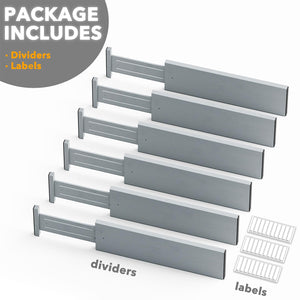 SpaceAid Bamboo Dresser Drawer Dividers 6 Pack, 4.65“ High Adjustable 12.5“-17” Drawer Organizers, Expandable Organization for Clothing, Clothes, Dressers, Natural