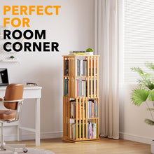 Load image into Gallery viewer, SpaceAid 6 Tier Rotating Bookshelf Tower, Bamboo Spinning Book Shelf, Revolving 360 Bookcase Storage Swivel Round Carousel, Vertical Rotate Turning Spiral Corner Organizer (6-Tier Walnut)