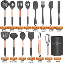 Load image into Gallery viewer, Silicone Cooking Utensil Set, Umite Chef 15pcs Silicone Cooking Kitchen Utensils Set, Non-stick - Best Kitchen Cookware with Stainless Steel Handle - Black