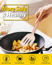 Load image into Gallery viewer, Pack of 4 Silicone Cooking Utensils Set, Non Stick Large Solid Spatulas, Heat Resistant Black Slotted Spoons, Ideal BPA Free Kitchen Turners for Frying, Mixing,Serving,Draining,Turning,Stirring