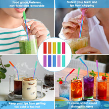 Load image into Gallery viewer, 20 Pack Reusable Stainless Steel Metal Straws,10.5&quot; &amp; 8.5&quot; Reusable Drinking Straws with 20 Silicone Tips 5 Straw Brushes 1 Travel Case,Eco Friendly Extra Long Metal Straw Fit for 20 24 30 oz Tumbler