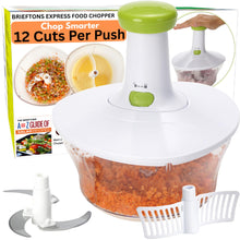 Load image into Gallery viewer, Brieftons Express Manual Food Chopper: 6.8-Cup, Hand Chopper Vegetable Cutter to Chop Veggies, Fruits, Herbs, Garlic Onion Chopper for Salsa, Salad, Pesto, Hummus, Guacamole, Coleslaw, Indian Cooking