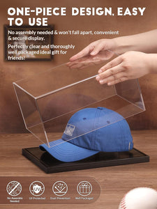 JupDec Baseball Display Case with Wood Stand, Clear Acrylic Stable & Secure Game Ball Holder Showcase, UV Protection Souvenirs and Collectibles Box with Turf, Ideal Gift for Autograph Single MLB Ball