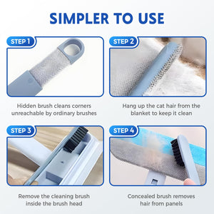 Electrostatic Pets Hair Remover, 2025 New Multifunctional Hair Removal Brush, 3 in 1 Reusable Pet Lint Brush for Furniture, Long Handle Carpet Scraper, Washable Pet Hair Remover for Dog Cat (1)