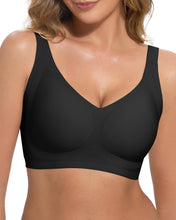 Load image into Gallery viewer, Seamless Push Up Bra No Underwire Wide Straps Full Coverage Wireless | W-Shaped Jelly Band Support, 1-Inch Ergonomic Straps, Heat-Bonded Contour, Tagless, Smoothing Back, for Yoga Office Travel