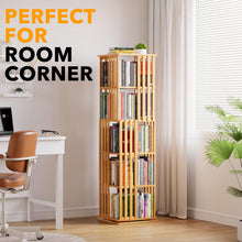Load image into Gallery viewer, SpaceAid 6 Tier Rotating Bookshelf Tower, Bamboo Spinning Book Shelf, Revolving 360 Bookcase Storage Swivel Round Carousel, Vertical Rotate Turning Spiral Corner Organizer (6-Tier Walnut)