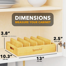 Load image into Gallery viewer, SpaceAid Bamboo Lid Organizer, Kitchen Pantry Lids Holder with 5 Adjustable Dividers for Cabinets, Food Storage Container Organizers, Natural