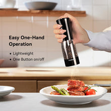 Load image into Gallery viewer, Electric Salt and Pepper Grinder Set with LED Power Display, 5-Level Grind Adjustment Easy Filling, Rechargeable Pepper Salt Mill Shakers Set Automatic with Storage Base, LED Light for Kitchen